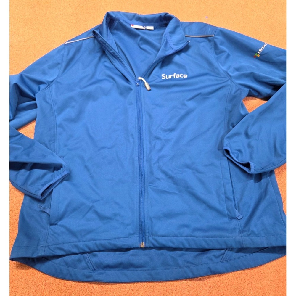 Microsoft Surface Promo Jacket Coat Sz L Blue Full Zip Tech Swag Employee Promo